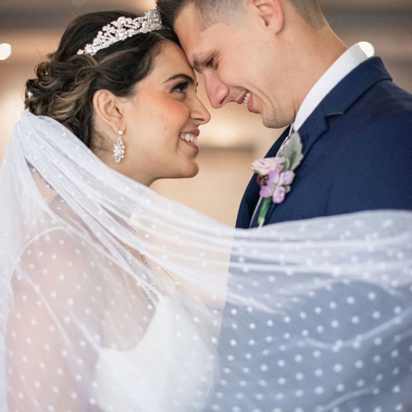 NEW Polka Dot Bridal Wedding Veil Ivory Bride soft Veil Swiss Dot